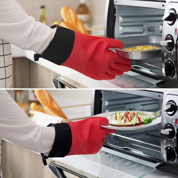

oven mitts kitchen bbq gloves heat resistant grill insulated non-slip waterproof silicone for cooking baking