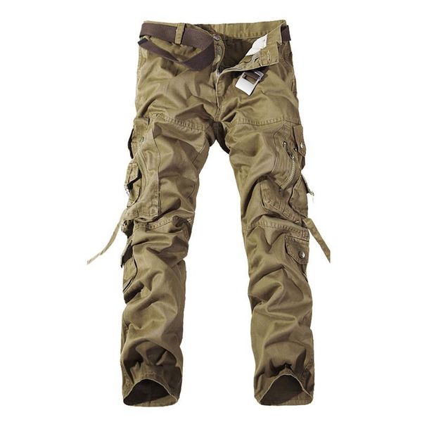

men's pants men military camo cargo leisure cotton trousers cmbat camouflage overalls 28-40 ayg69, Black