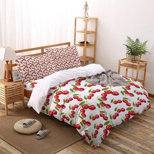 

fruit cherry texture print comforter bedding set duvet cover  king bed home housse de couette gift sets