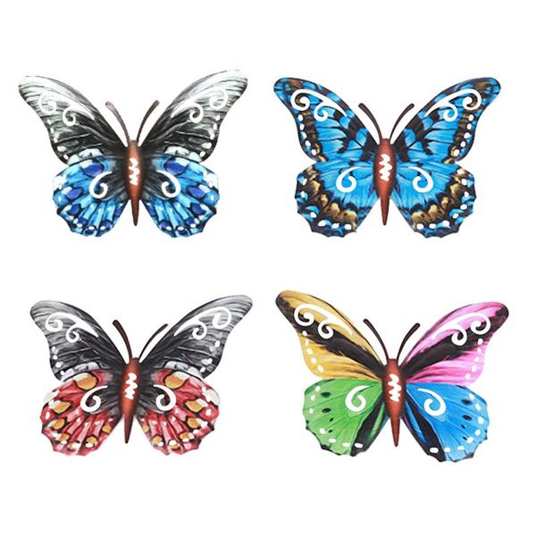 

decorative objects & figurines 4pcs metal butterfly wall art decor 3d hanging deocrations colourful garden sculptures display home craft gif