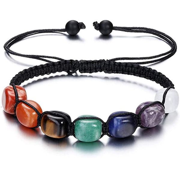 

charm bracelets 7 chakra beaded bracelet men natural lava stone healing balance beads reiki buddha prayer yoga women adjustable jewelry, Golden;silver