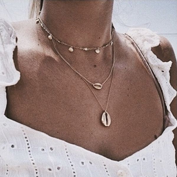 

factory wholesale new bohemian scallop shell necklace women's fashion temperament versatile clavicle chain n606 party gift