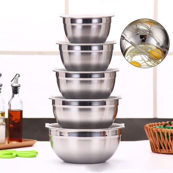 

bowls salad bowl stainless steel 4 size kitchen accessories lunch boxes mixing lid dining