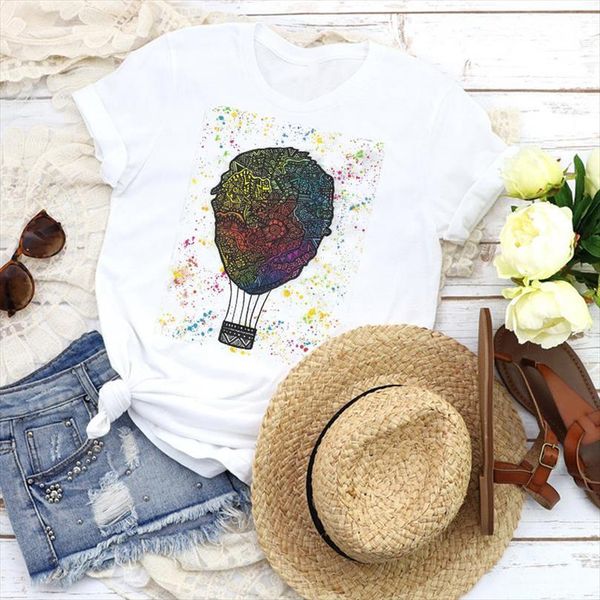 

men graphic cartoon watercolor mens short sleeve cute balloon 90s tees print clothing female, White;black