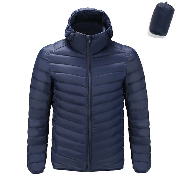 Outono inverno homens ultra pato embalável pato para baixo jaqueta de água resistente a vento resistente a vento respirável revestimento plus tamanho homens hoodies jaquetas 210818