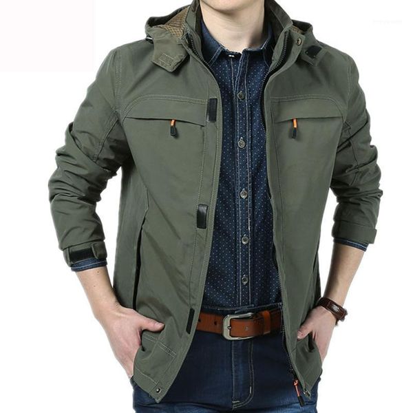 

men's jackets spring &autumn jacket for men casual outwear and coats hooded overcoat pure cotton functional stock, Black;brown