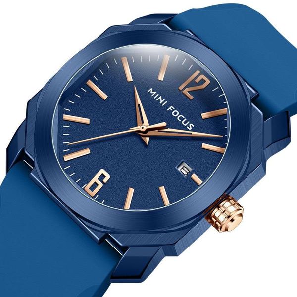 

wristwatches creative fashion sports watch simple men's japanese movement waterproof calendar silicone band, Slivery;brown