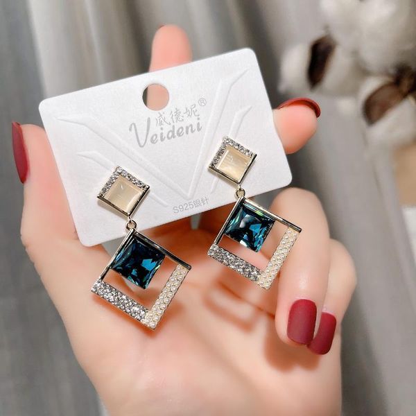 

dangle & chandelier fashion geometric earrings ladies golden metal pendant blue 2021 jewelry gifts, Silver