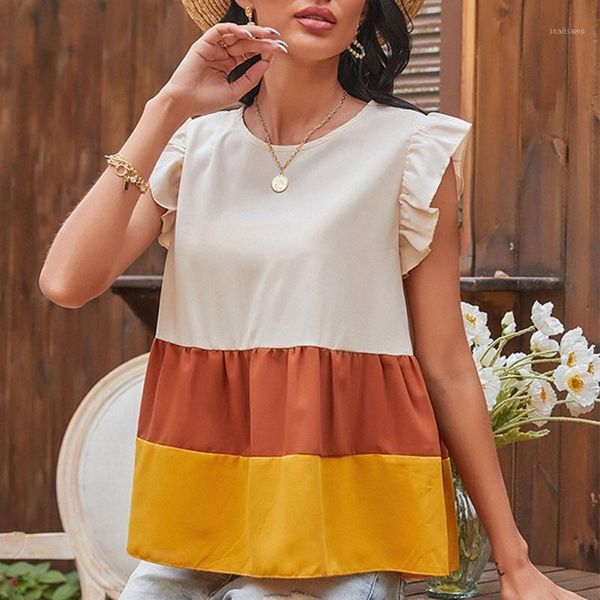 

women's blouses & shirts summer women striped round neck sleeveless chiffon blouse korean casual version loose blusas mujer female, White