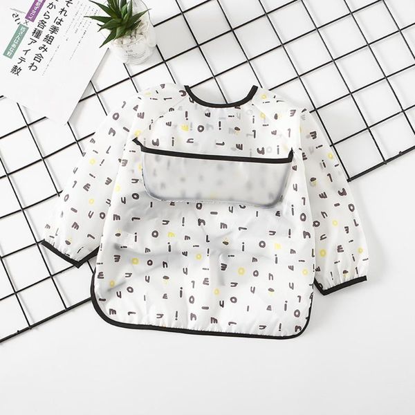 

bibs & burp cloths baby bandana cartoon waterproof infant eating children drawing long sleeve apron self feeding bib h055