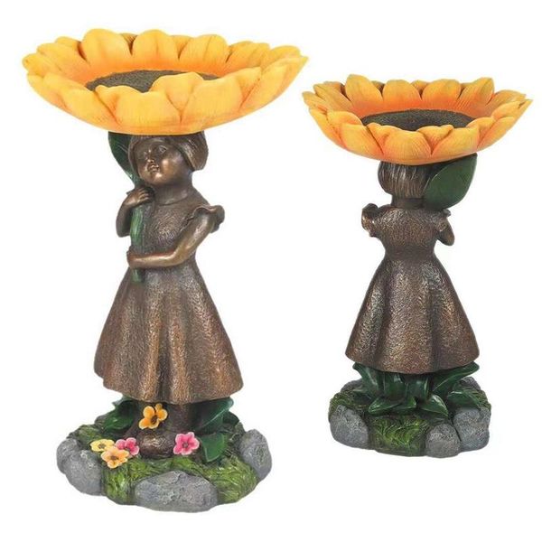 

garden decorations sunflower bird bath ornaments bowl wonderful resin design pedestal fountain feeder courtyard