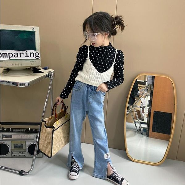 

jeans 2021 wholesale girls denim pants fashion autumn jean 3-9t b380, Blue