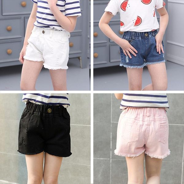 

summer girls jeans shorts kids denim short children clothes lovely baby cotton beachwear pants for 2 13y toddler clothing, Black