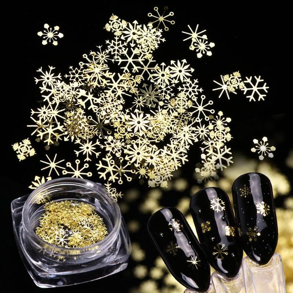 

nail glitter gold snowflake art decoration mixed 90pcs diy manicures christmas sequins flakes 3d jewelry accessories gl889, Silver;gold