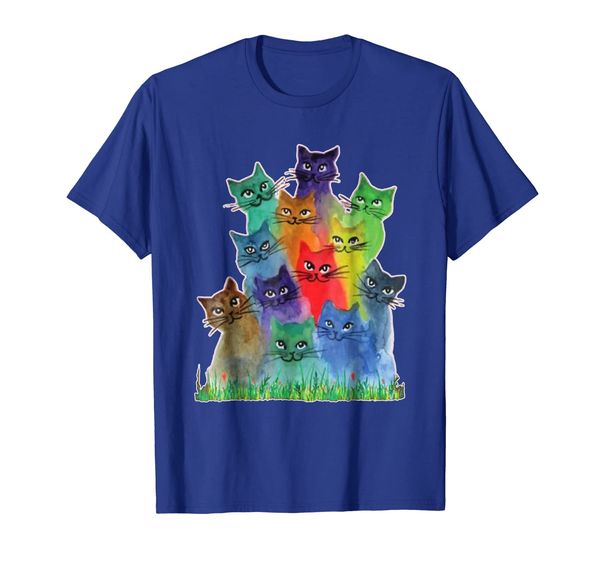 

cool tie dye colorful cats shirt for cat lovers owners, White;black