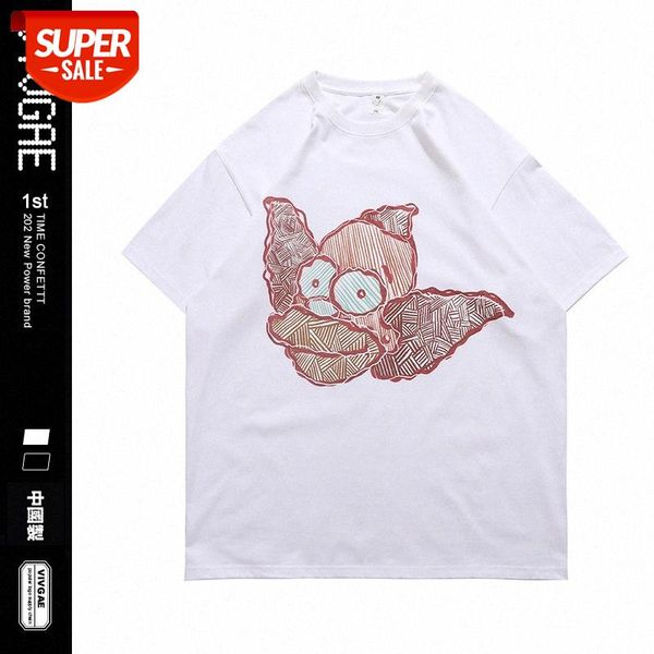 

vivgae men's ss crayon print oversize loose couple t-shirt #oi2f, White;black