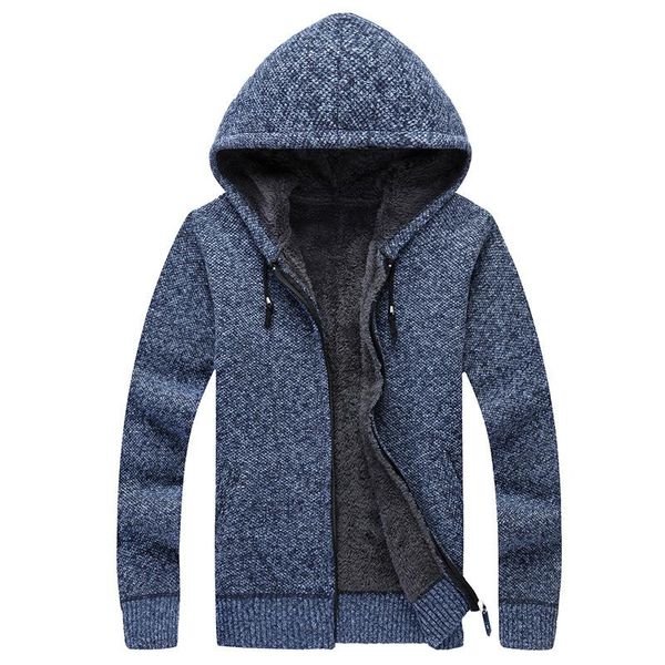 

men's sweaters winter men sweatercoat hooded cardigan mens thick velvet jacket casual knitted sweater man clothes, White;black