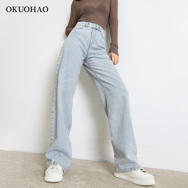 

2011Woman Jeans Fashion Straight Leg Boyfriend Pants High Waist Casual Baggy Jean 2021 New Female Clothing Loose Denim Mom Trouser, Navy blue