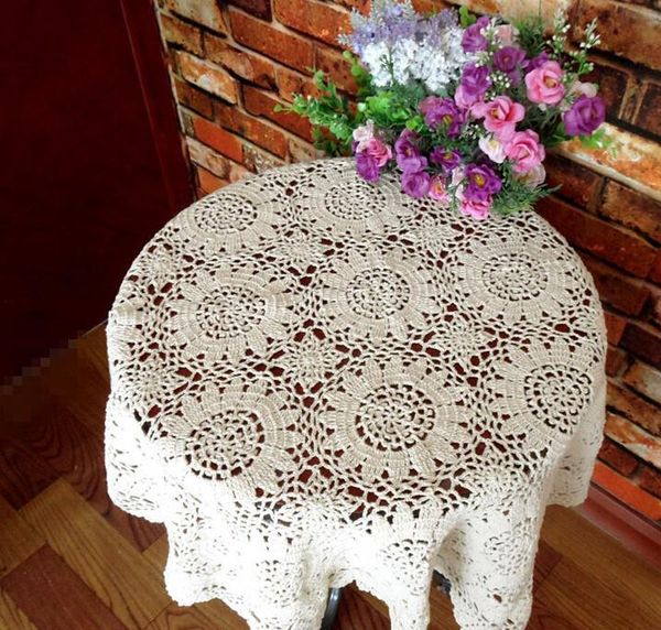 

original sunflower - handmade crochet cotton tablecloths beige square 85cm table cloth insulation pads cover sofa towel