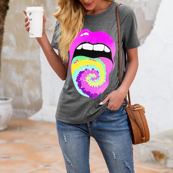 

women's t-shirt short sleeve leisure print flood women streetwear female t-shirts p1, White