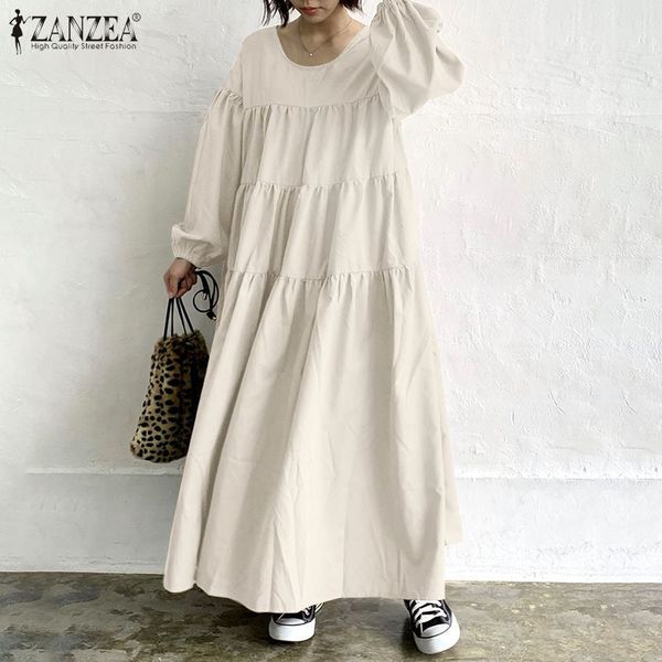 

dresses elegant ruffle dress women's summer sundress 2021 casual puff sleeve maxi vesitdos female backless robe femme plus size 7, Black;gray