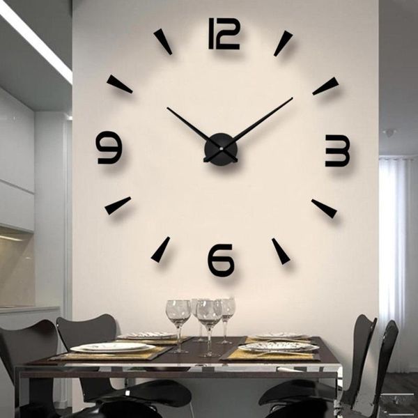 

wall clocks modern acrylic mirror surface sticker diy clock living room bedroom decor