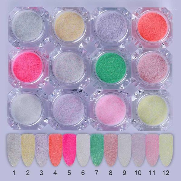 

box sugar nail glitter powder set candy colors shinning pigment for art uv gel polish decoration1, Silver;gold