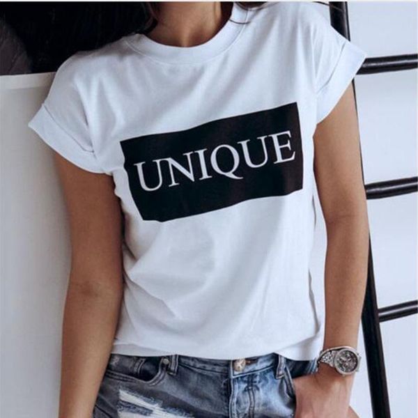 

women's t-shirt fashion summer women short sleeve basic t shirt elegant ladies tee letter printed casual harajuku hipster cotton tshirt, White