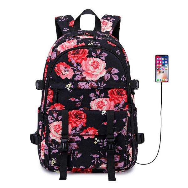 

backpack women's korean oxford cloth travel bag outdoor leisure student schoolbag printing waterproof