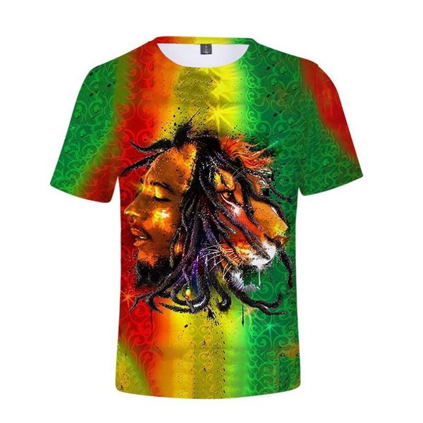 

women's t-shirt female clothing 3d print singer bob marley t-shirts men streetwear casual short sleeve tees harajuku pullover, White