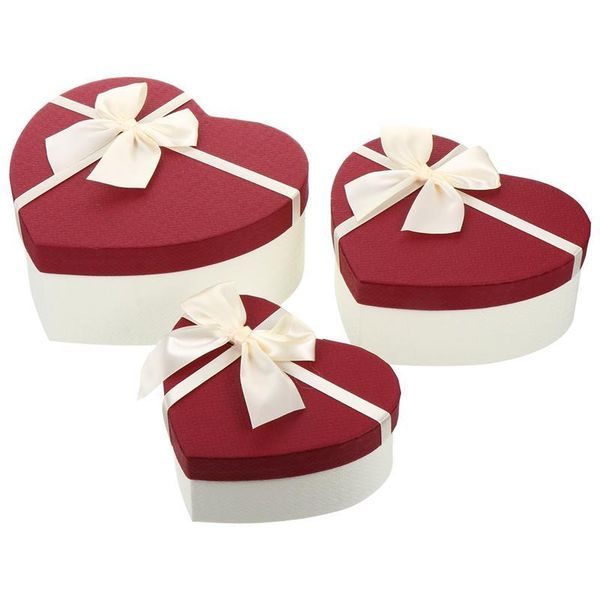 

3pcs heart shaped present boxes bow-knot gift case fashionable box wrap