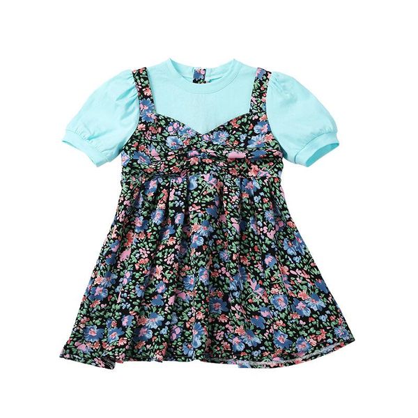 

family matching outfits mother daughter summer cotton flower dresses mom and princess evening party dress kids mama outfit, Blue