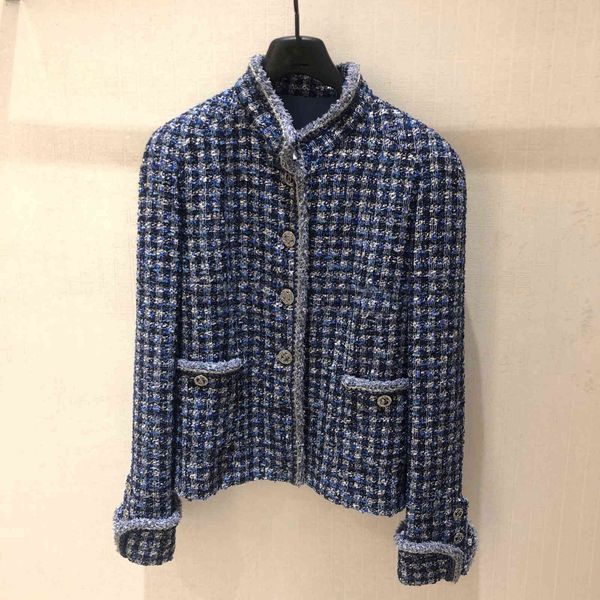 

women's jackets winter runway looks like tweed wool cloth coat dark blue collar 9059 28kn, Black;brown