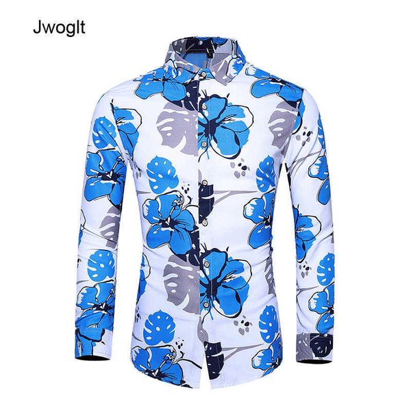 

45kg-120kg men shirt mens blue floral casual shirts autumn men clothing long sleeve camisa masculina 5xl 6xl 7xl 210528, White;black