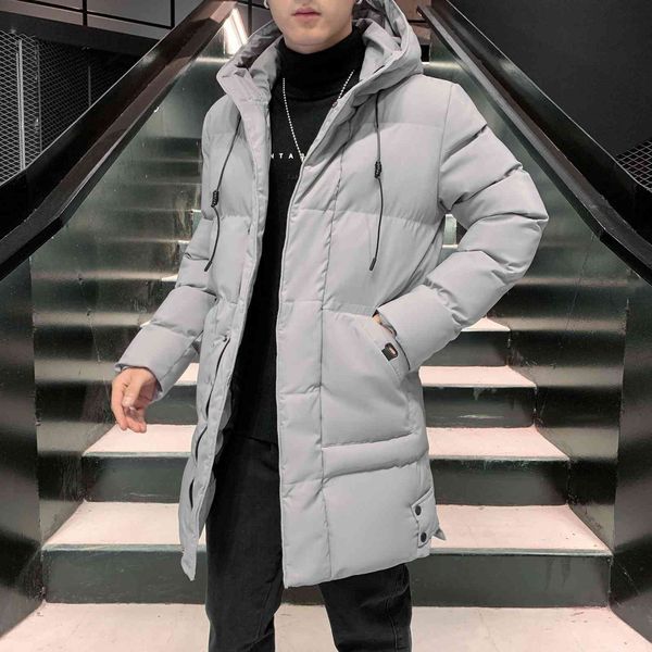 

cotton men's medium long autumn winter trend plus large down with thickened warm cotton padded et brand, Black