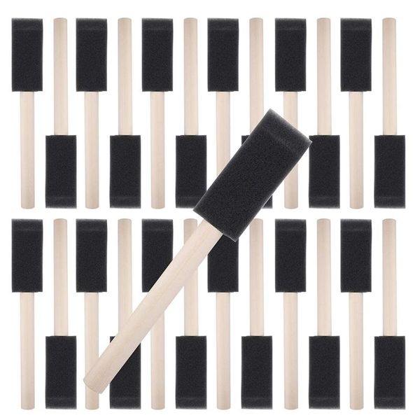 

gift sets 72 pack 1 inch wide foam paint brush with wooden handles for acrylics, stains, varnishes, crafts, arts
