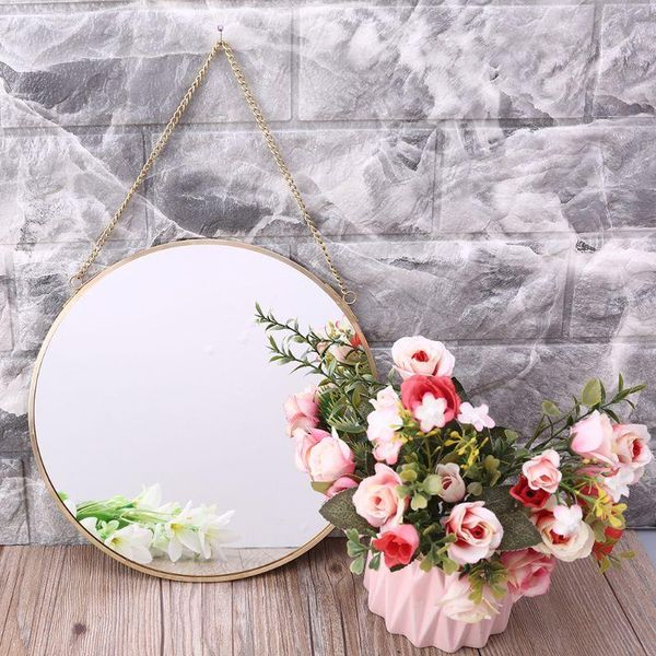 

mirrors nordic round wall hanging mirror gold dressing table makeup bathroom bedroom decoration dropship