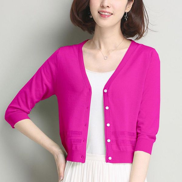 

women's polos ice silk thin sunscreen clothing summer 2021 loose short knitted jacket plus size top, White