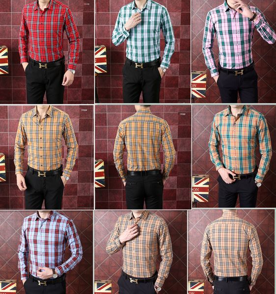 

men's shirts men slim fit plaid business designer summer embroidery dress shirt homme lattice long sleeve blouse 1905, White;black