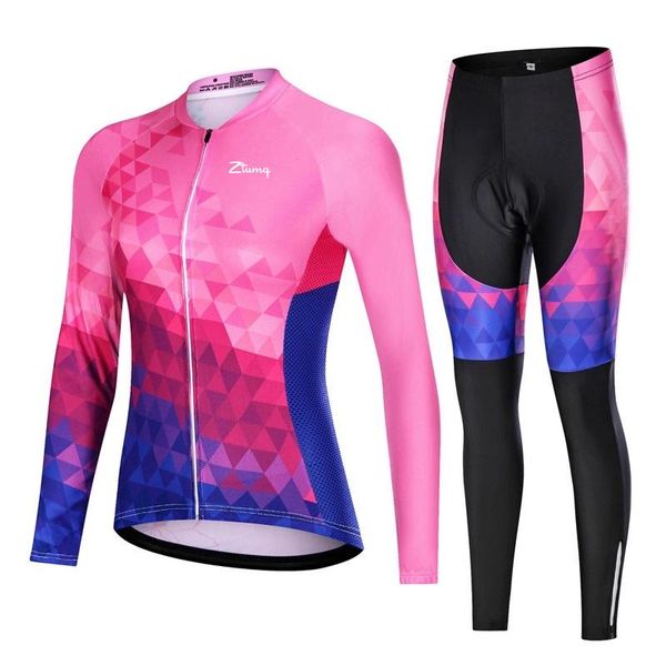 

racing sets women's cycling clothing bicycle jersey long sleeve trousers bike riding skinsuit mtb running sportwaer suit outfit, Black;blue