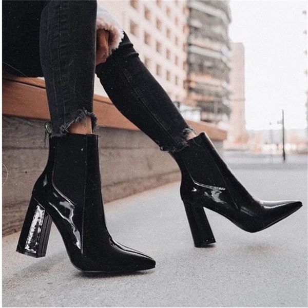 

dress shoes 35-42 high heel large boots women's british style thick 930-2, Black