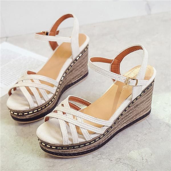 

women sandals platform wedges shoes for heels sandalias leather, Black