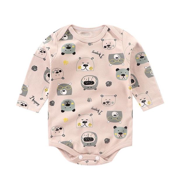 

baby boy girl jumpsuit newborn romper long sleeve cute cartoon print one-piece cotton infant clothes, Blue