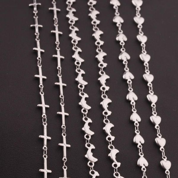 

chains 50cm stainless steel dolphin heart connection chain accessories for diy necklaces bracelets jewelry making wholesale, Silver