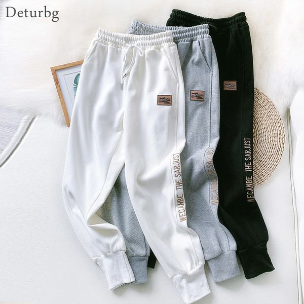 

women's pants & capris casual harem sweatpants korean high waist side gold letters embroidery cotton trousers jogger 2021 spring p, Black;white