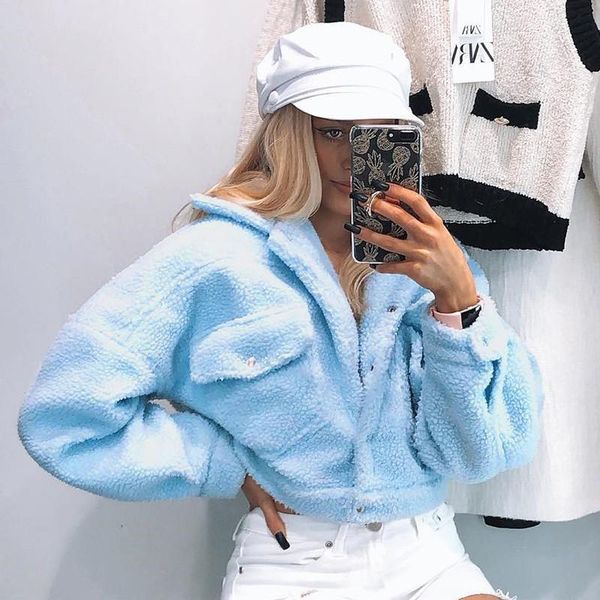 

women's hoodies & sweatshirts fashion lamb wool autumn winter coat women jacket fleece shaggy sstreetwear weatshirts blue hoodie single, Black