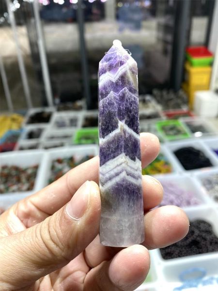 

decorative objects & figurines natural dream amethyst crystal colorful striped fluorite quartz stone point healing hexagonal wand treatment