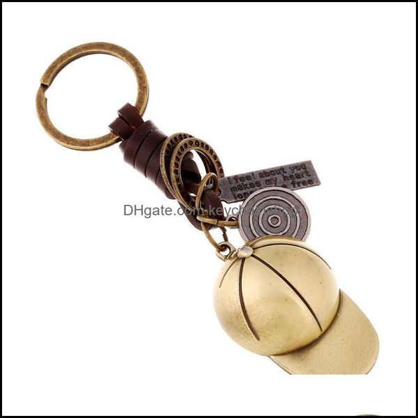 

key rings jewelry bronze baseball hat keychain i feel about you cap chain fashion will and sandy drop ship yd0040 delivery 2021 j2adx, Slivery;golden