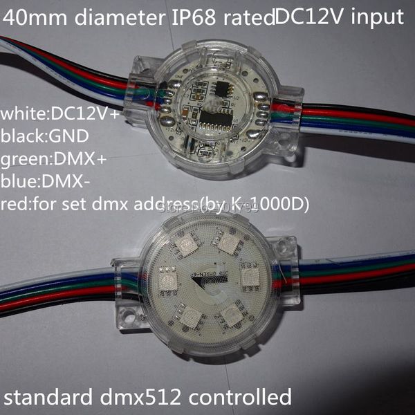 modules 20pcs dc12v 50mm dmx512 parallel led pixel module;ip68 rated;1.44w