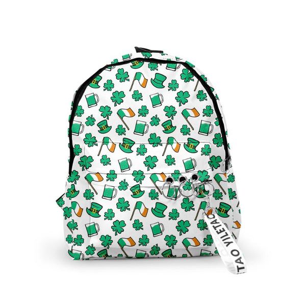 

backpack trendy st.patrick's day school bags travel bag boys girls small 3d print oxford waterproof key chain notebook backpacks